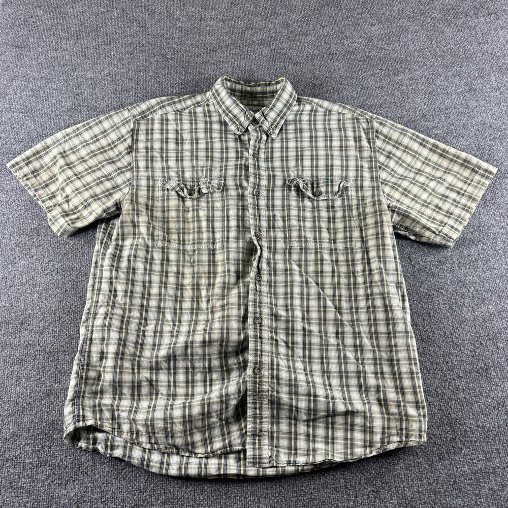 Carhartt Button Up Mens XL Multicolor Plaid Short Sleeve Workwear S204 WHT